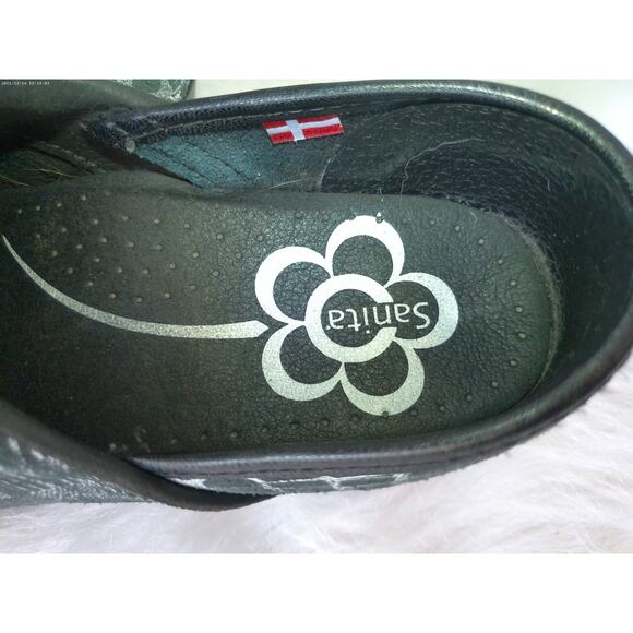 Sanita The Original Danish Clog Black/ White Webbed Stitching Womens Size 6.5 - Picture 5 of 8